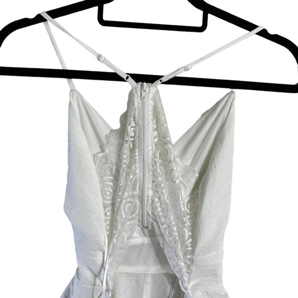 Windsor NWT White Romper Size Small Lace Back Draped Skirt Flowy Spaghetti Strap - Picture 5 of 6